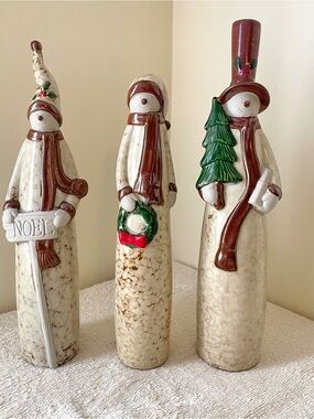 Set of 3 Porcelain Snowmen Figurines